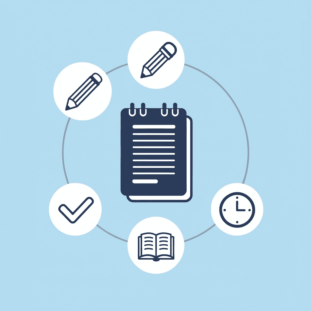 Central lesson plan hub connected to learning objectives, materials, activities, and assessment notes