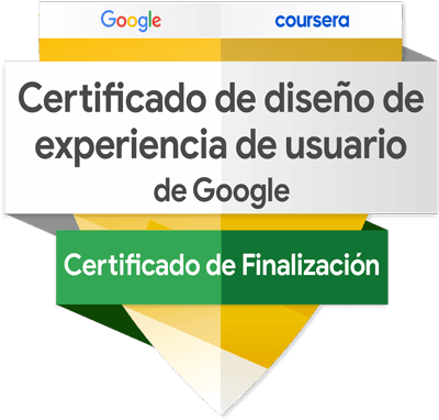Insignia oficial de Google que certifica la finalización del Programa Especializado en Diseño de Experiencia de Usuario (UX).
