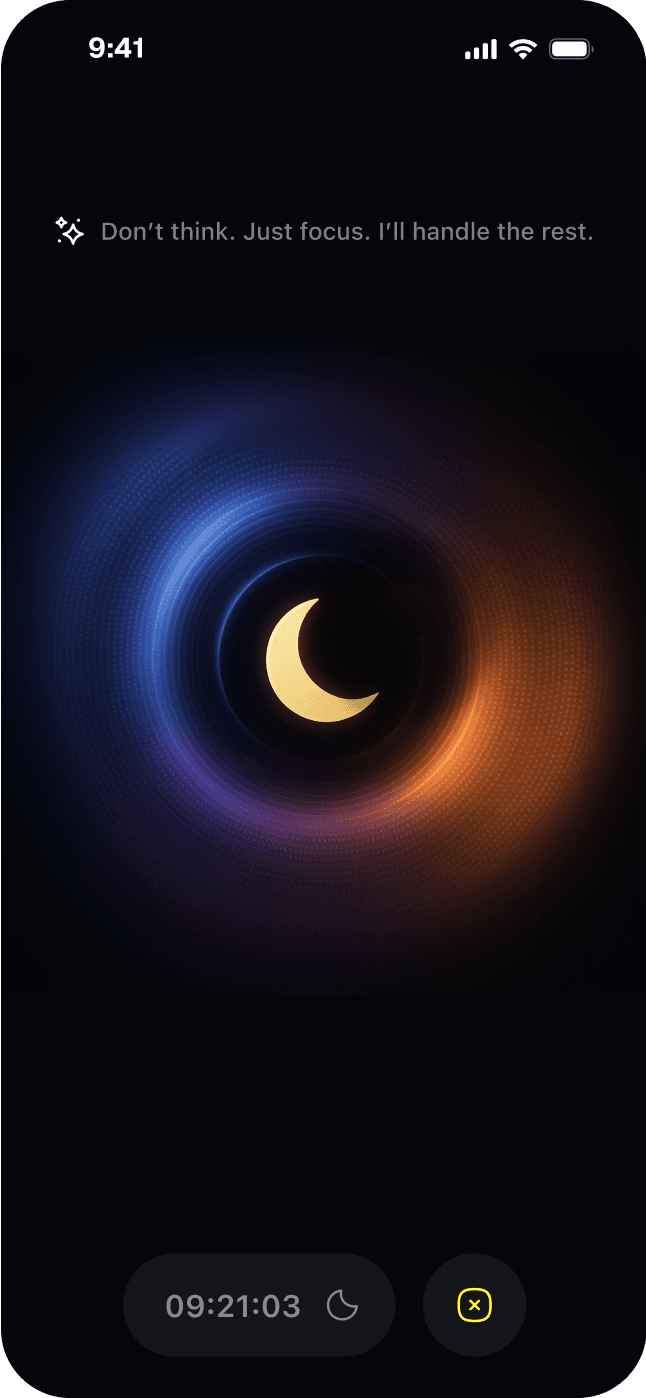 Futuristic dark mode UI design featuring glowing moon concept for immersive digital experience