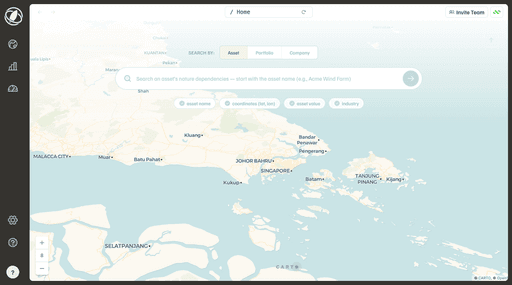 NatureRisk homepage hero showing AI-driven nature reporting headline and demo call-to-action.