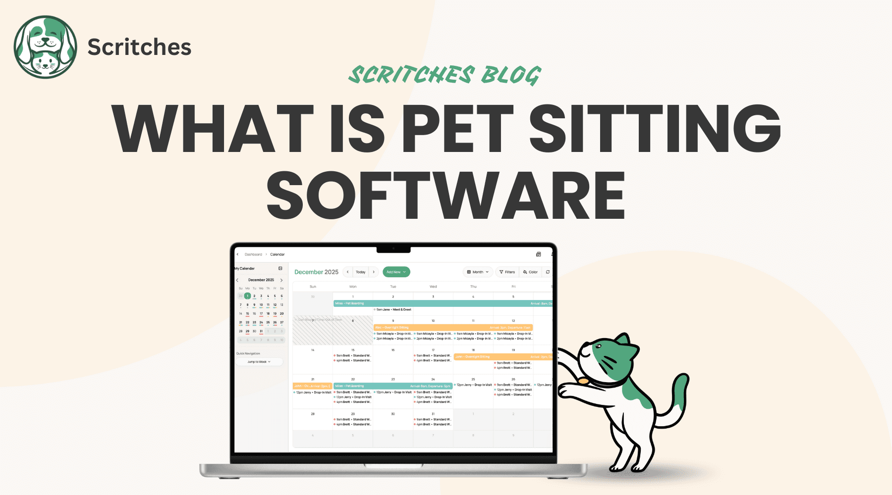 Graphic explaining pet sitting software, featuring a laptop screen and text: "What is Pet Sitting Software?"