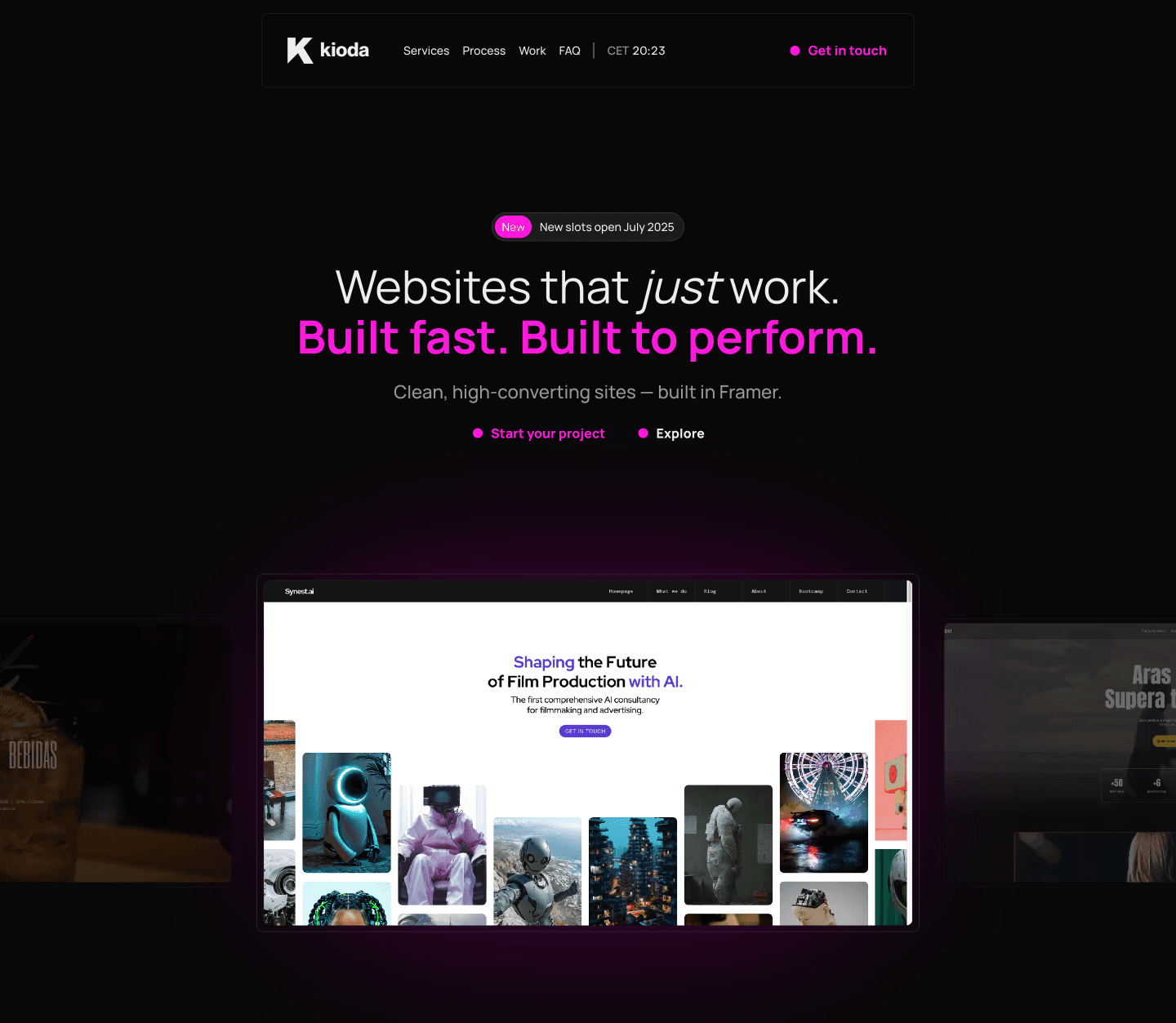 A clear and minimal framer website design