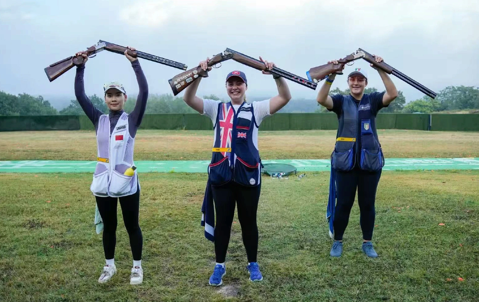 Women's athlete after a competition smiling