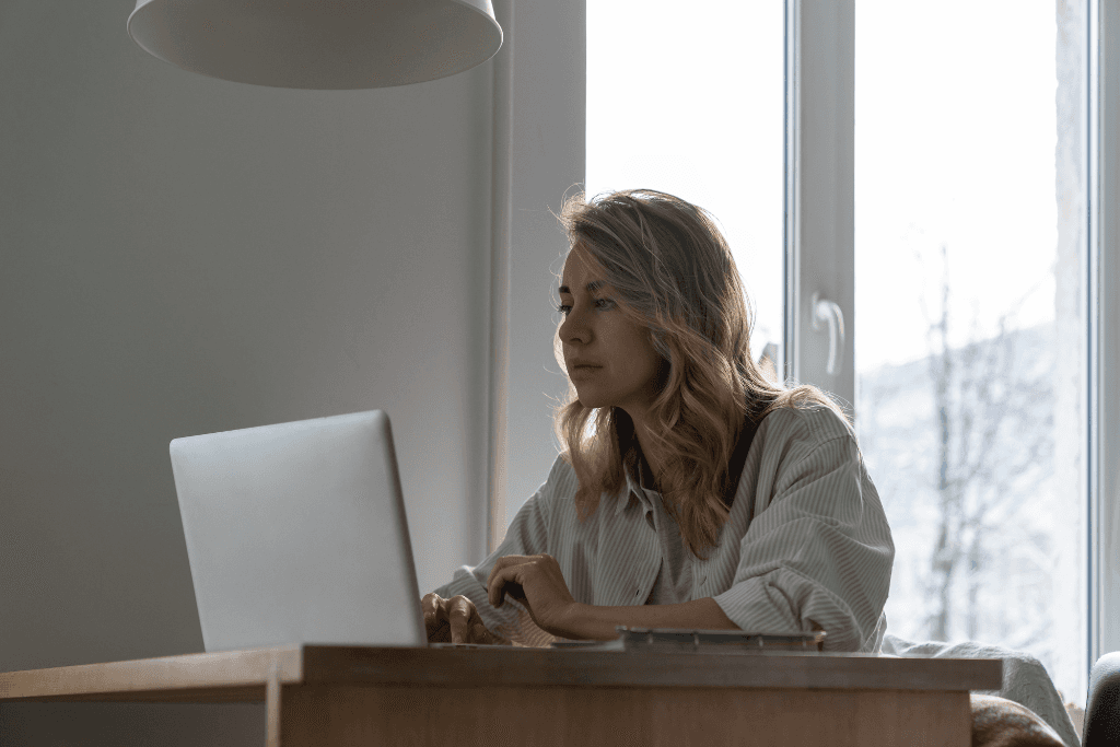 woman using laptop