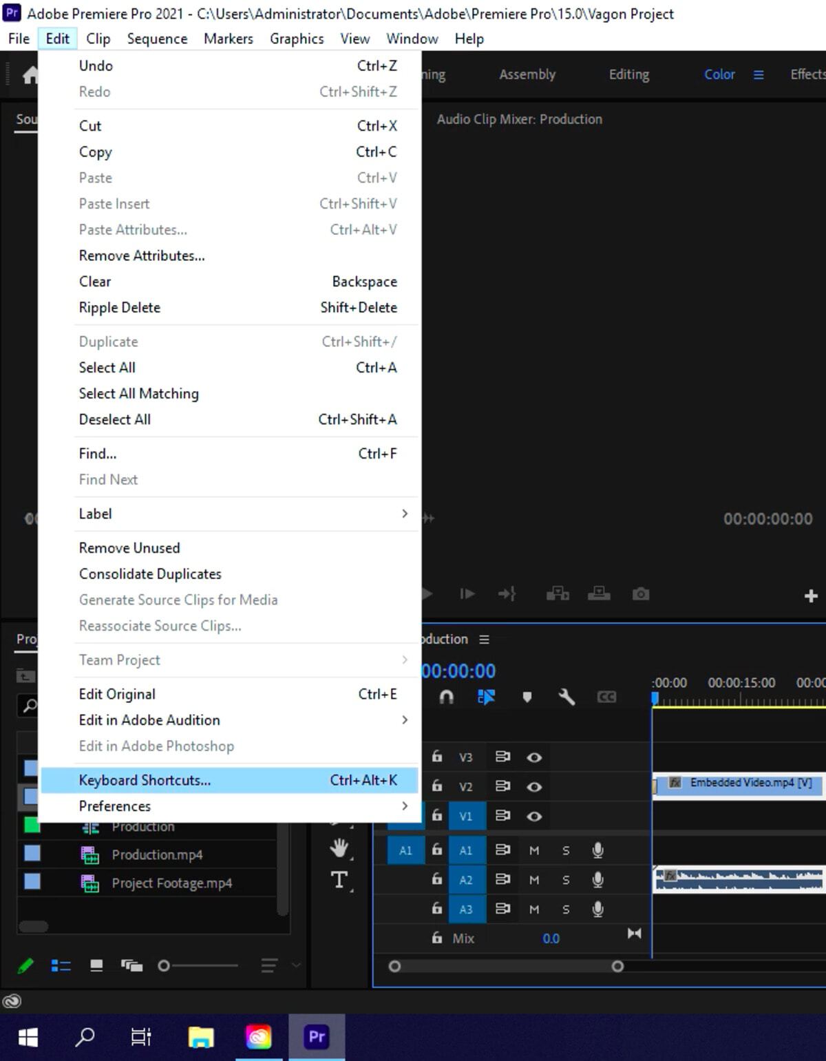 Adobe Premiere Pro shortcuts