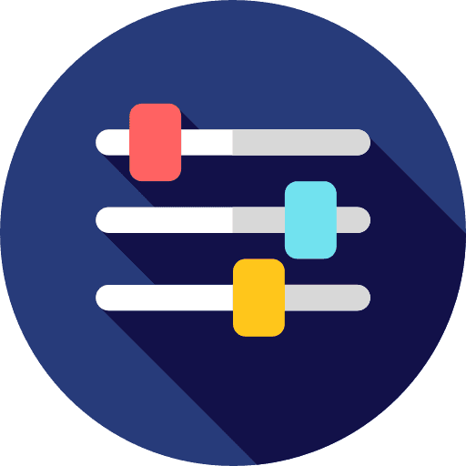 A purple circular icon featuring adjustment sliders, representing the Zenify app's ability to fine-tune and optimize health plans in real-time.