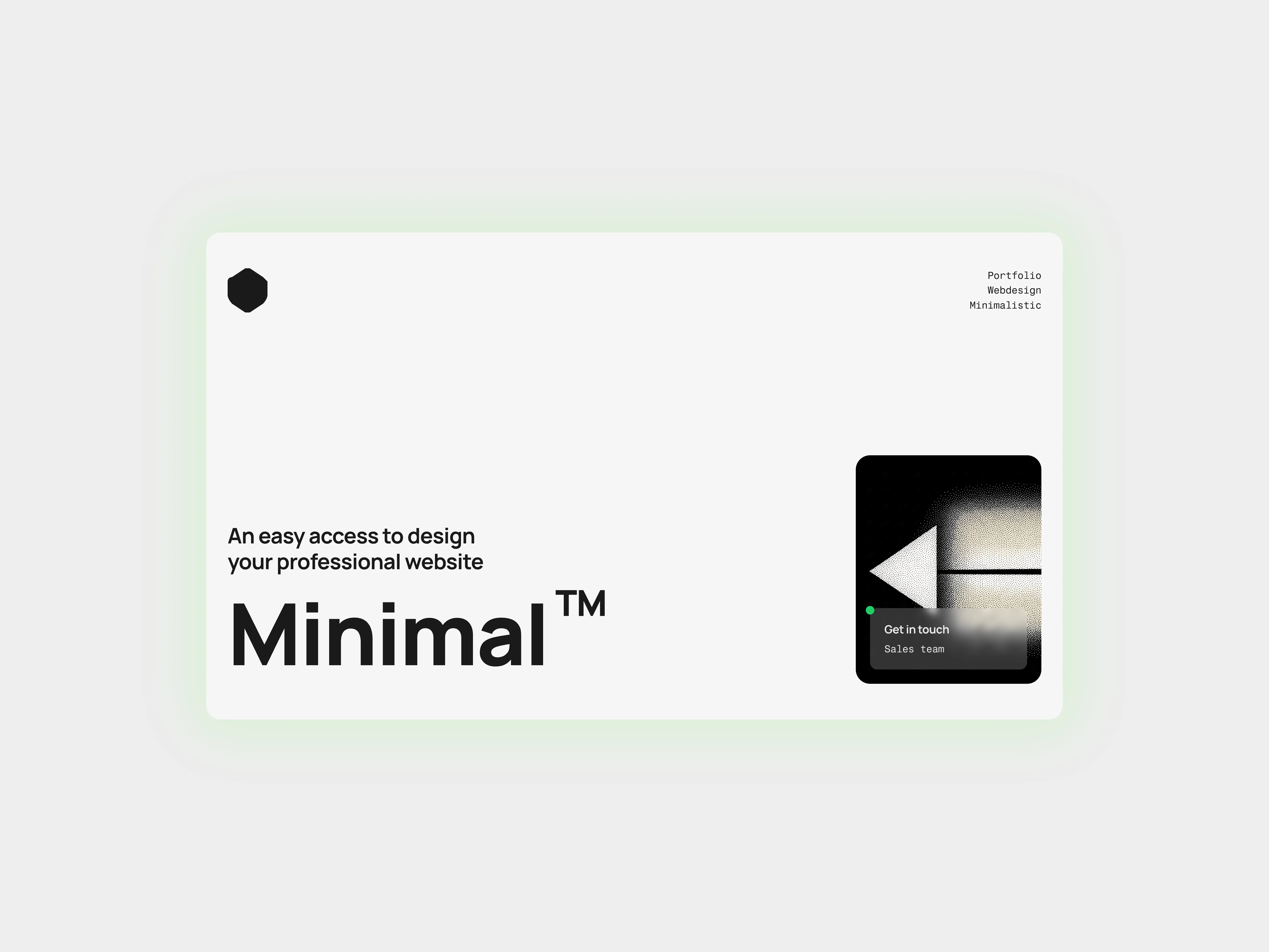 A light themed minimal style hero section for portfolio web design.