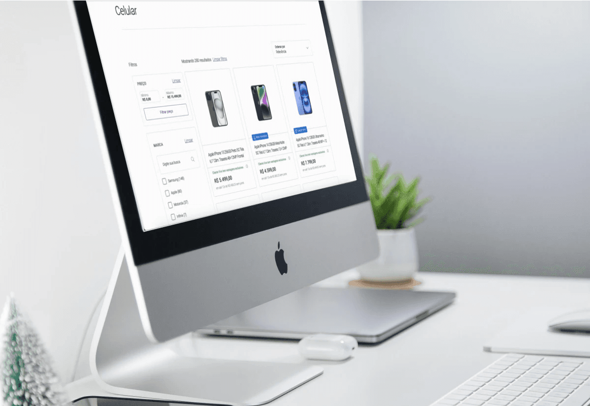 iMac with ecommerce product showcase