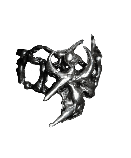Sculpted silver ring with rough, uneven surface