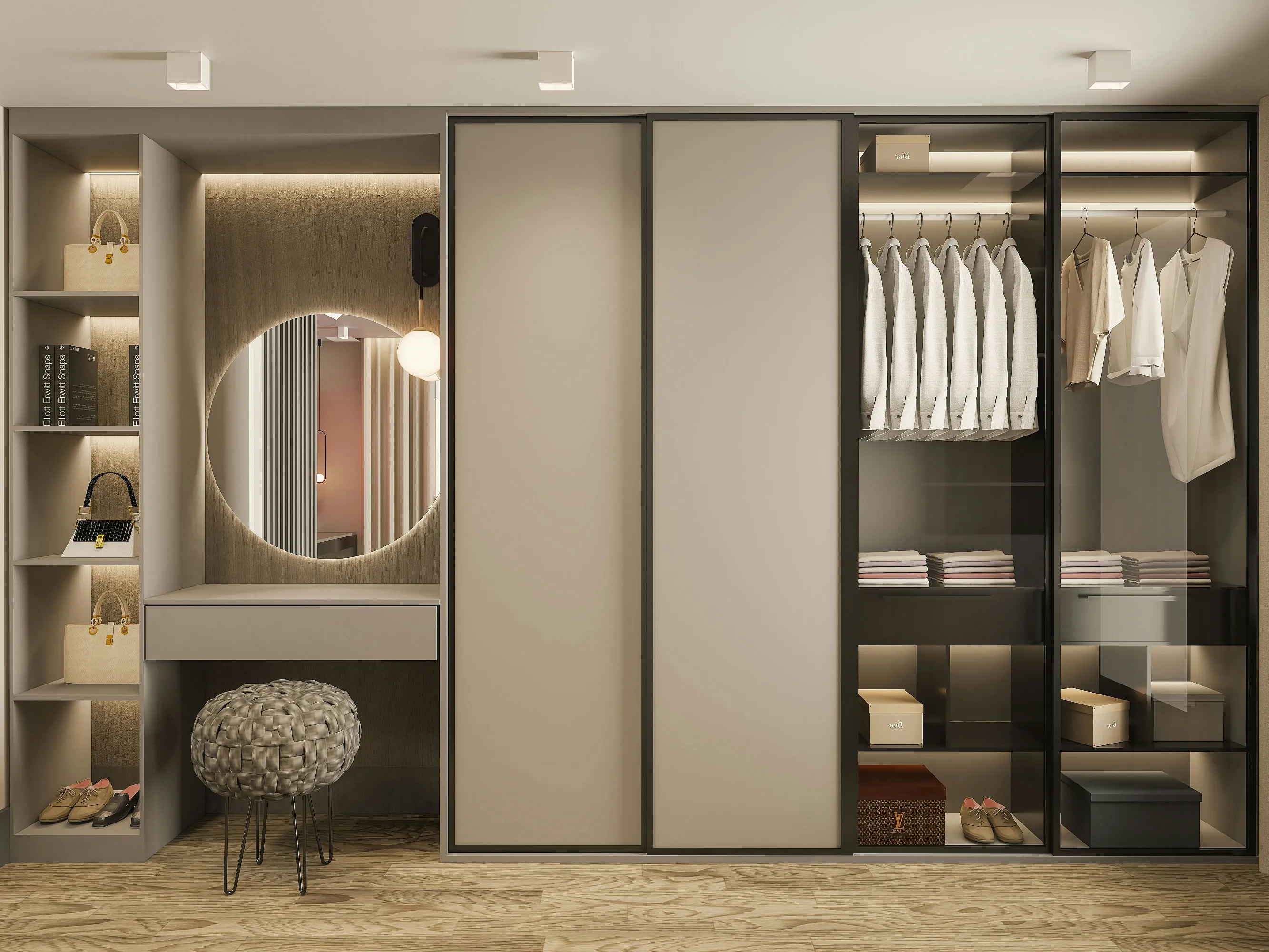 picture of a light closet with sliding doors.