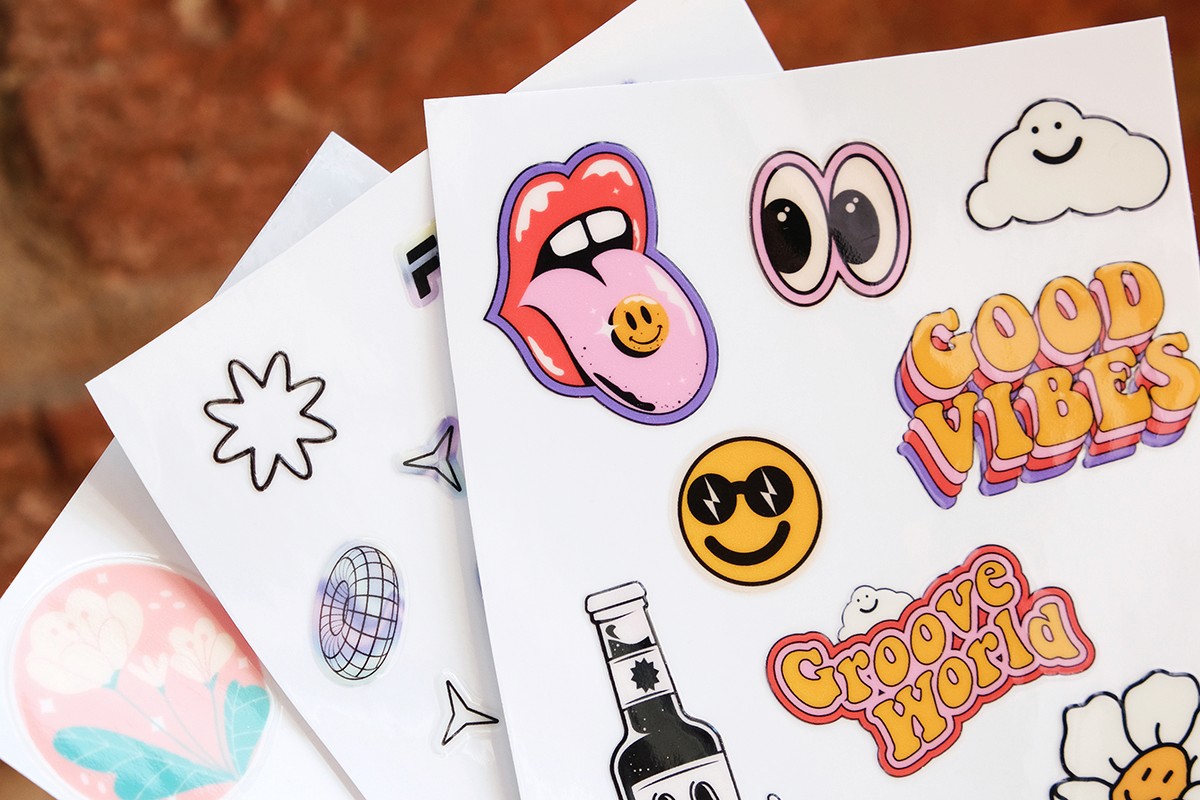 Sticker packs, uv dtf stickers for Brand community produced with uv dtf printing.