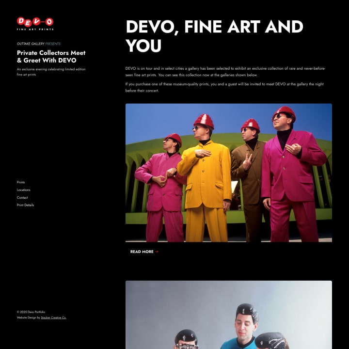 Web design for Devo Portfolio by Stauber Creative in Bend