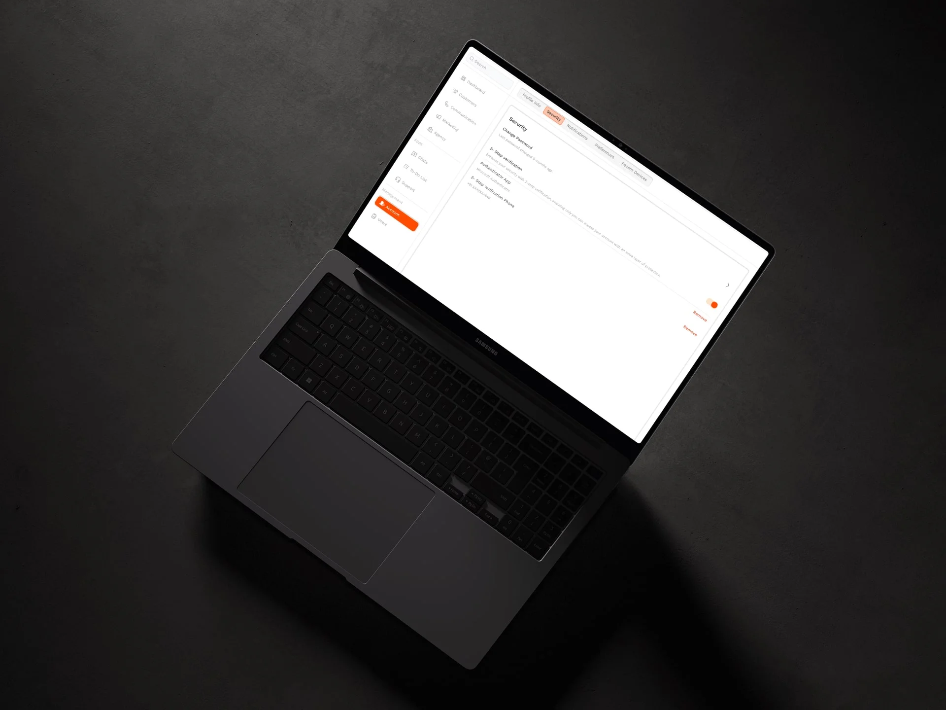 Saas user profile screen design