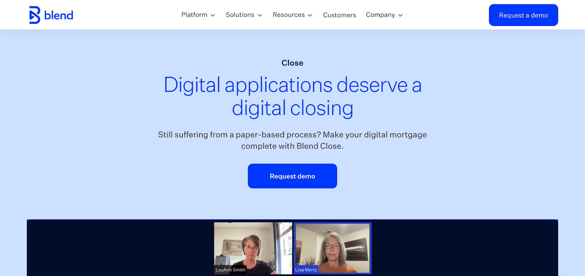 Blend Close webpage