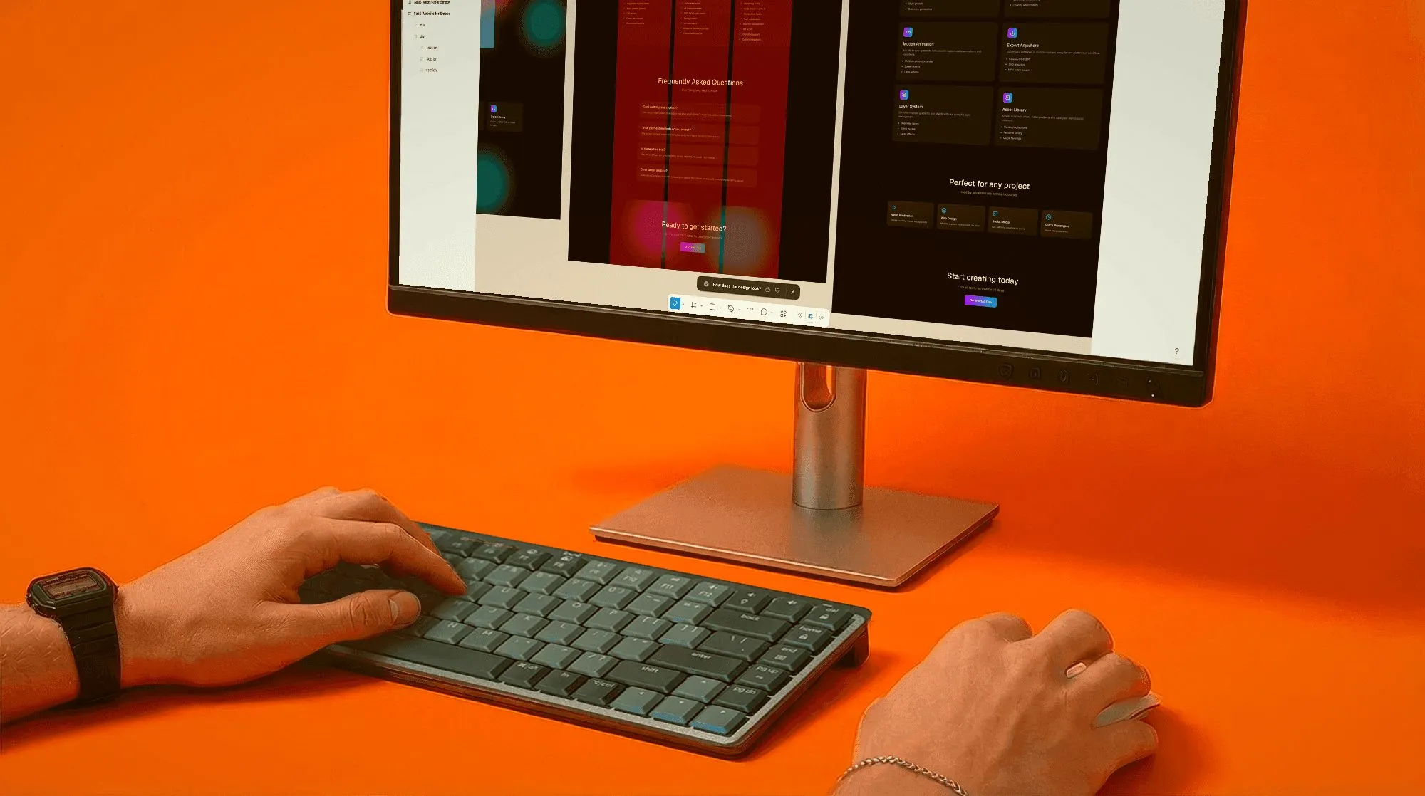 Homepage hero of web designer working in figma.