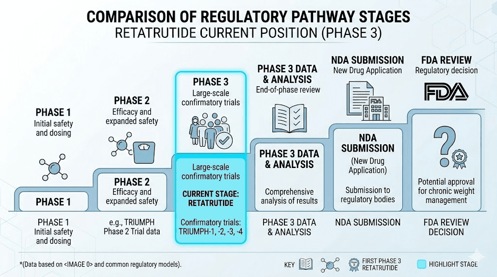 Retatrutide current position in FDA drug approval regulatory pathway
