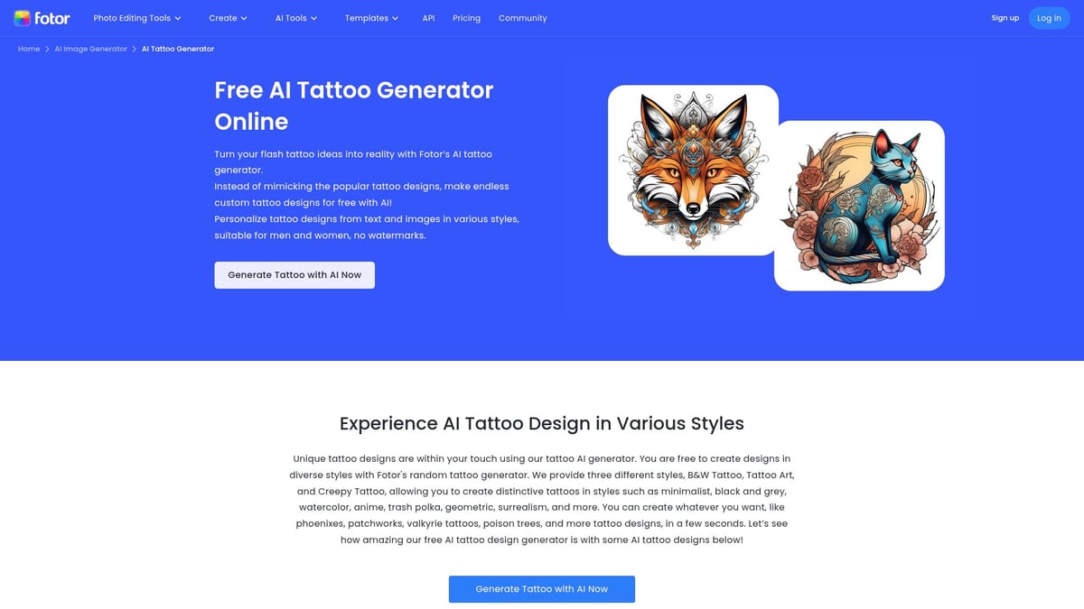 7 Best AI Tattoo Generator Picks for 2026 - Fotor AI Tattoo Generator