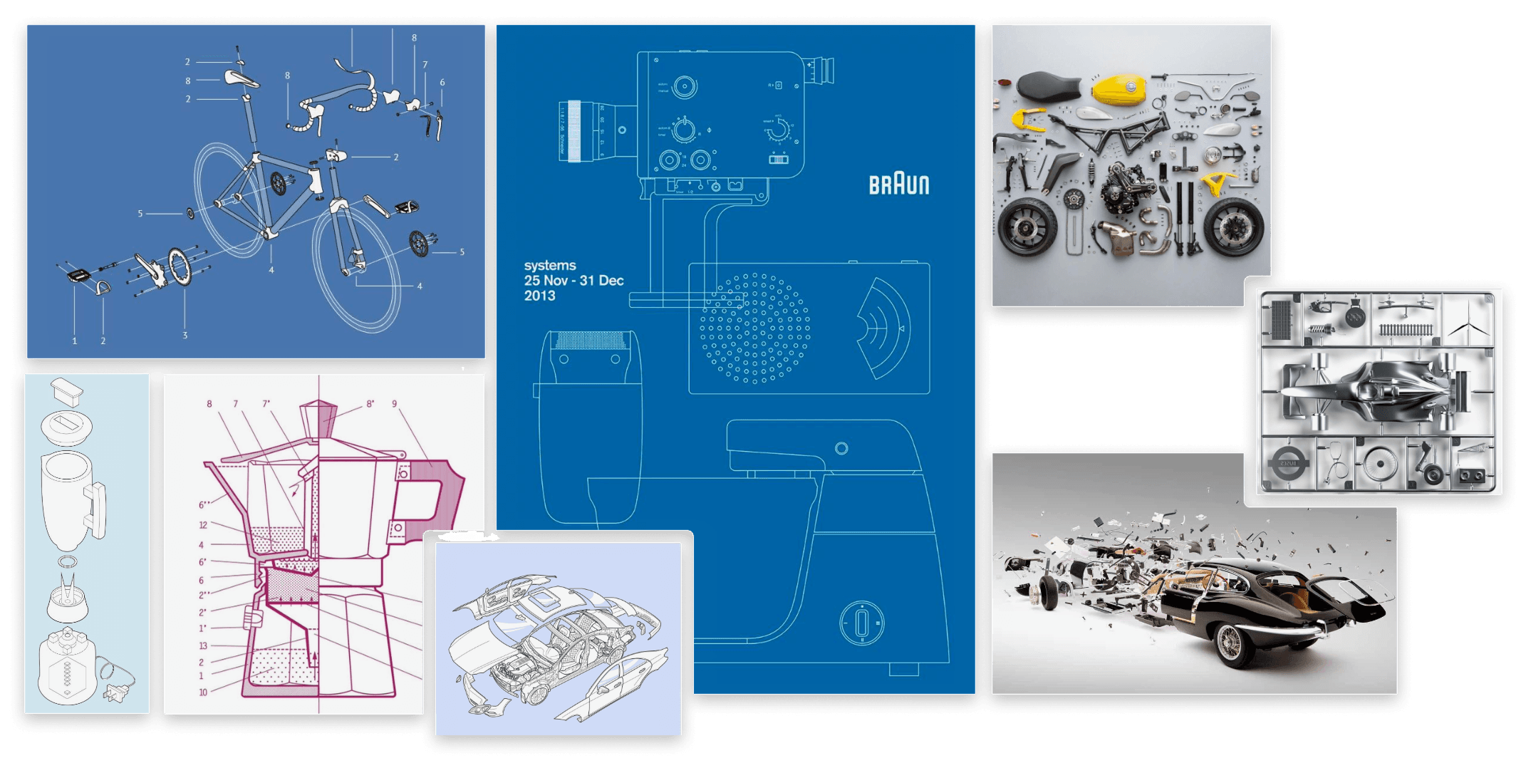 blue white and red abstract painting
