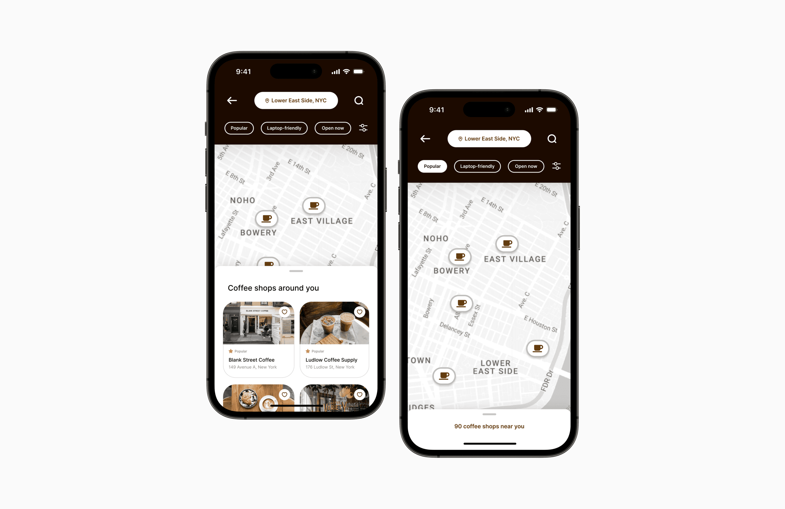 Check out this coffee shop locator app design on Dribbble