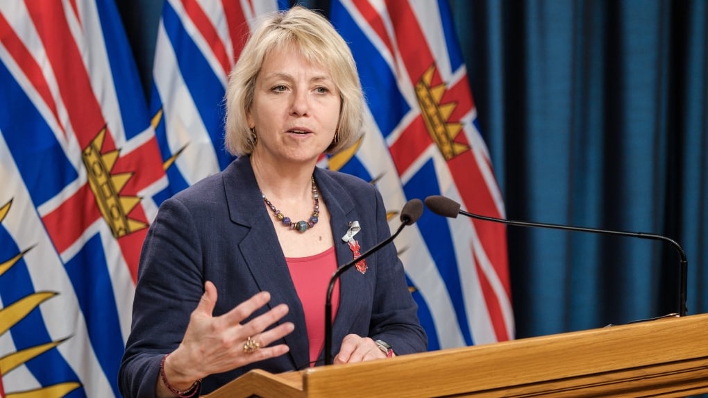 Dr. Bonnie Henry, Provincial Health Officer, with a calm and compassionate expression, representing her public health leadership.