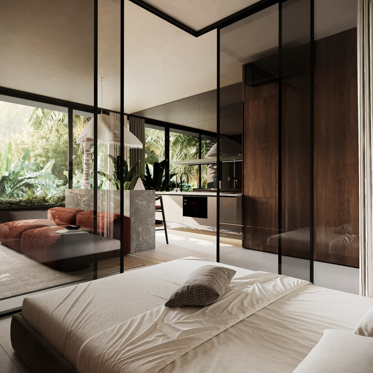 An apartment located on the 2nd floor with a direct tropical forest view in Secret by INSHI complex, Ubud