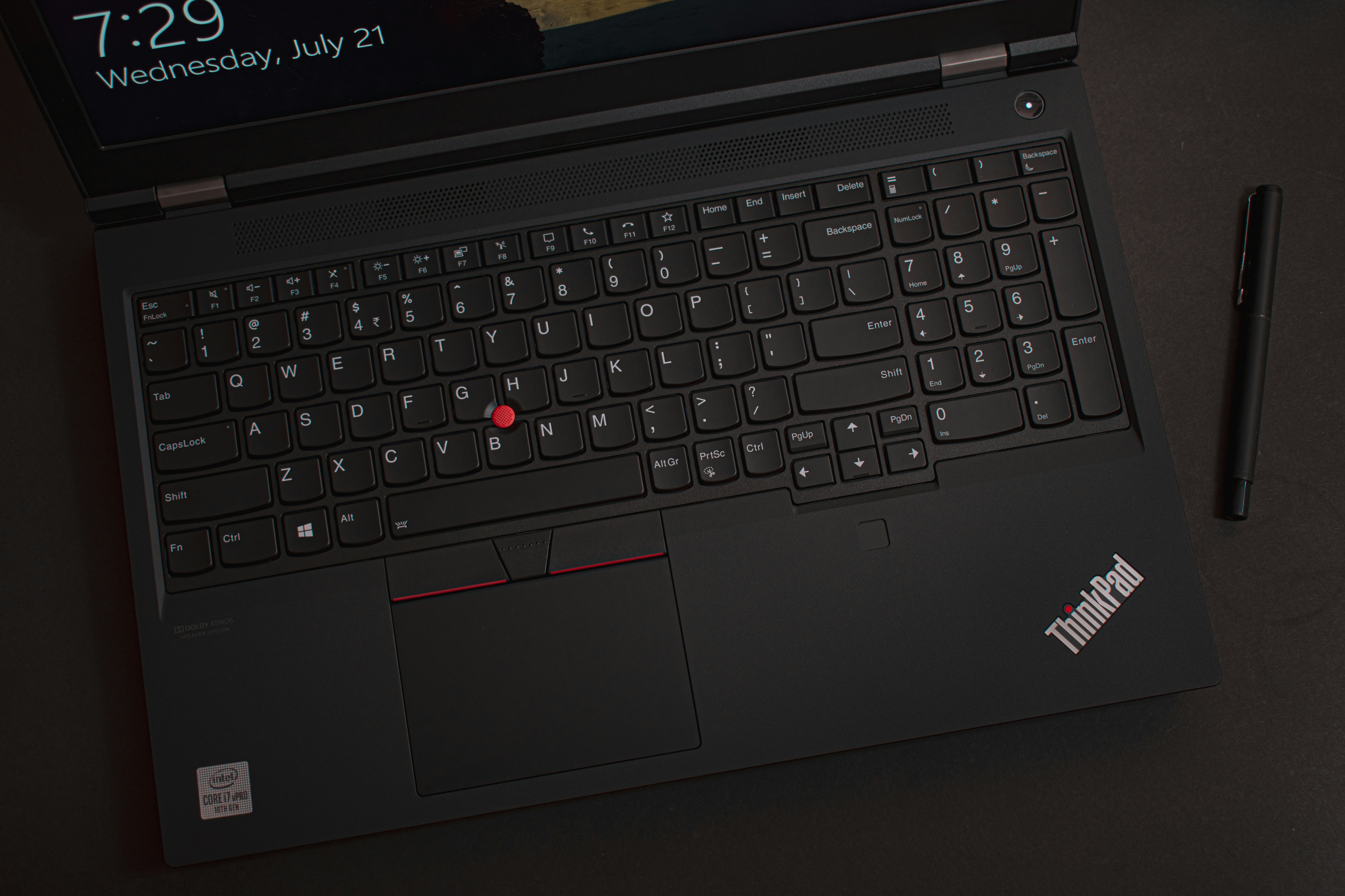 Lenovo ThinkPad keyboard and trackpad close-up
