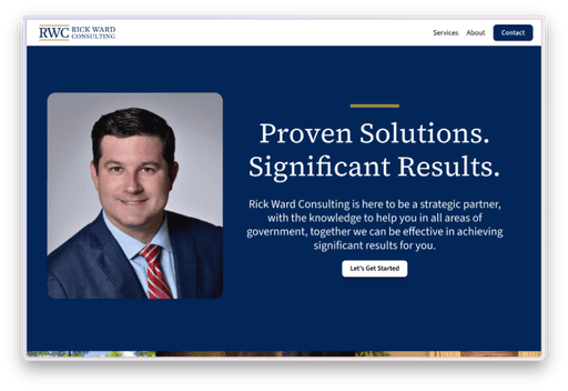 Rick Ward Consulting website hero section