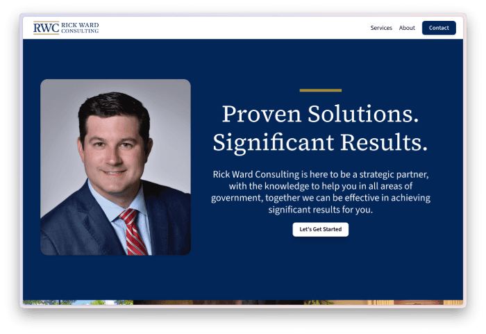 Rick Ward Consulting website hero section