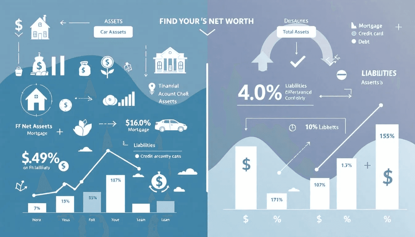 A visual representation of how to calculate net worth.