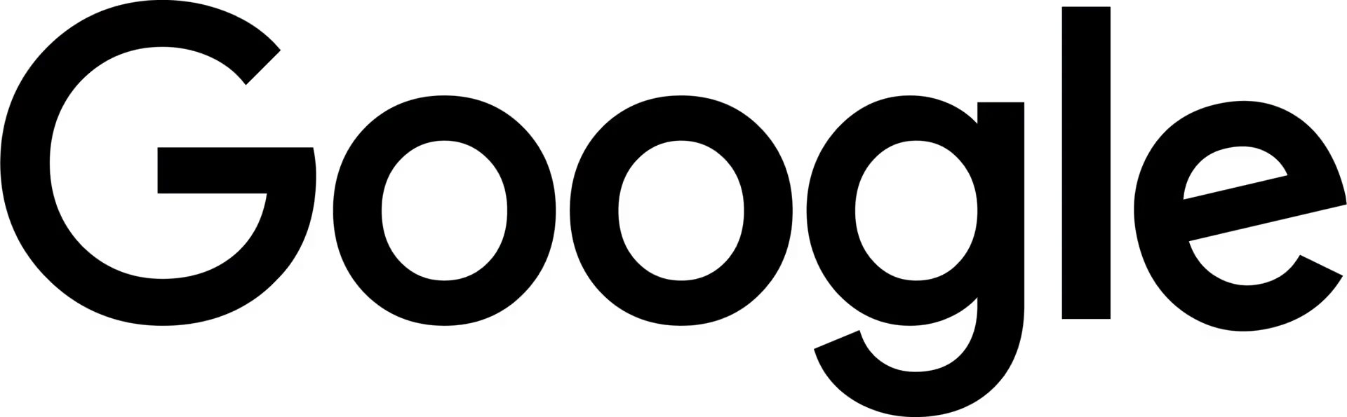Google logo in bold black text on transparent background.