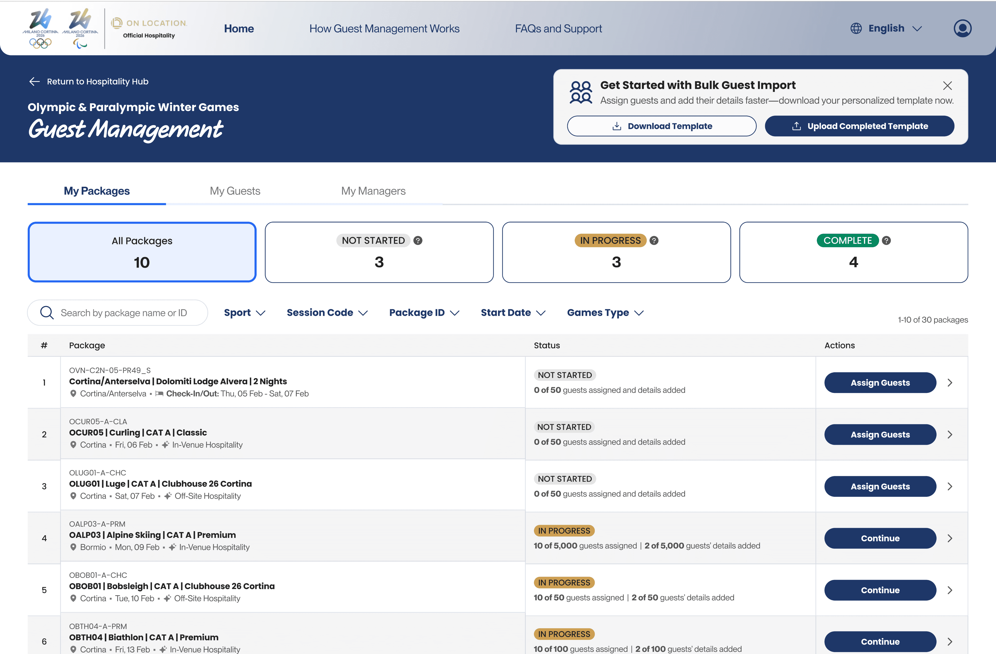 Guest Management home page
