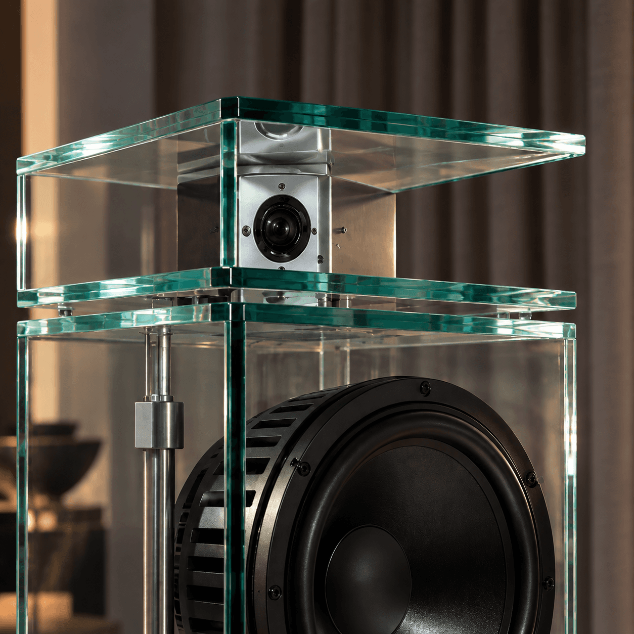 Detail skleněného hornu a výškového měniče Waterfall Audio Niagara XT3