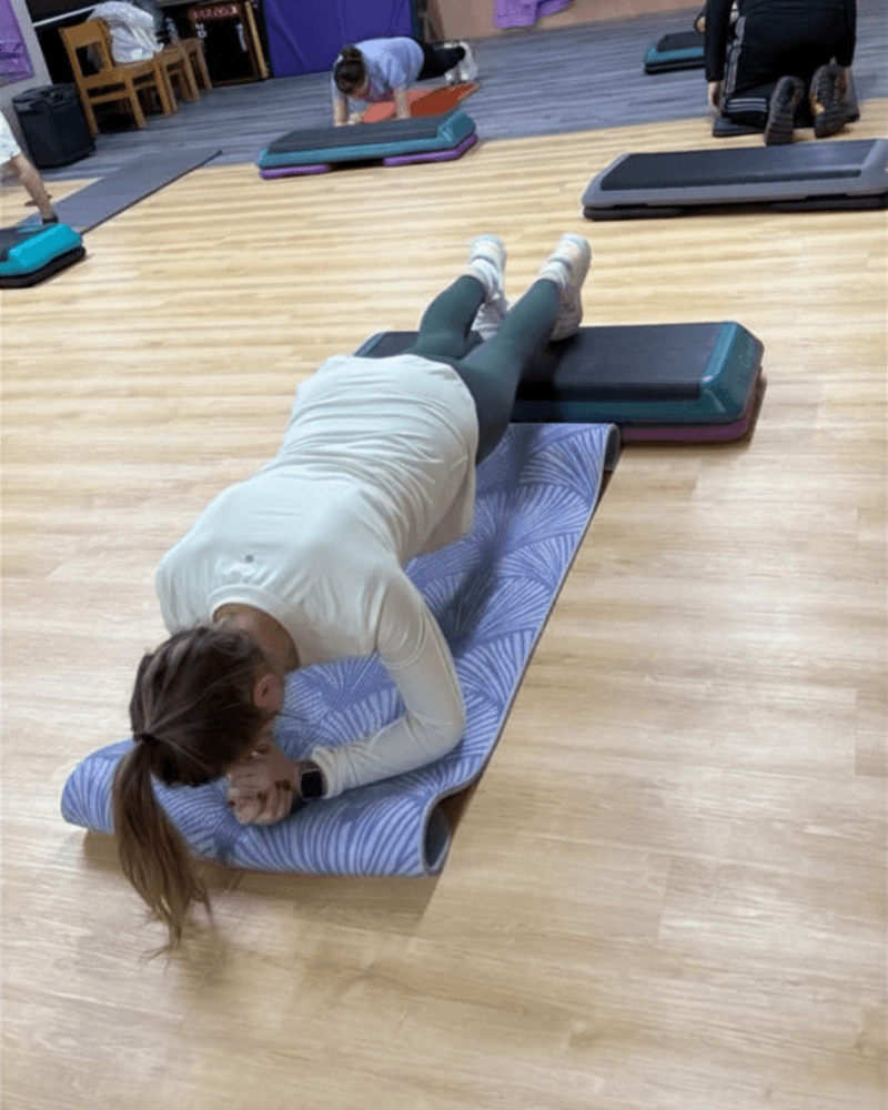 Adult step aerobics class at SportPlus Academy Charlotte NC