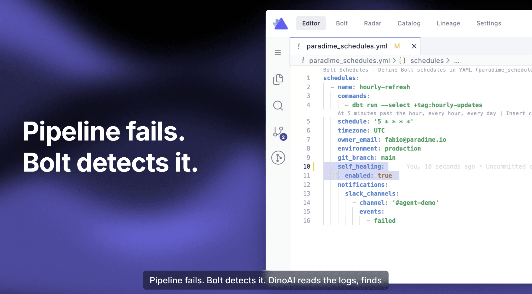 self healing data pipelines in paradime bolt
