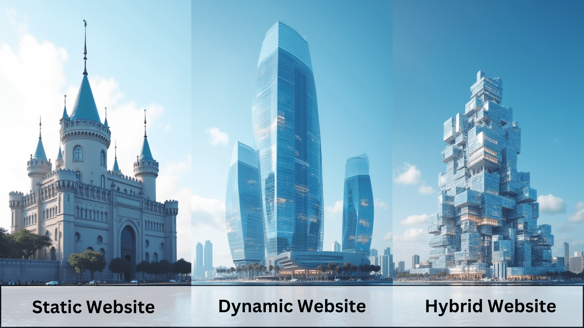 static vs dynamic vs hybrid websites explanation with building example