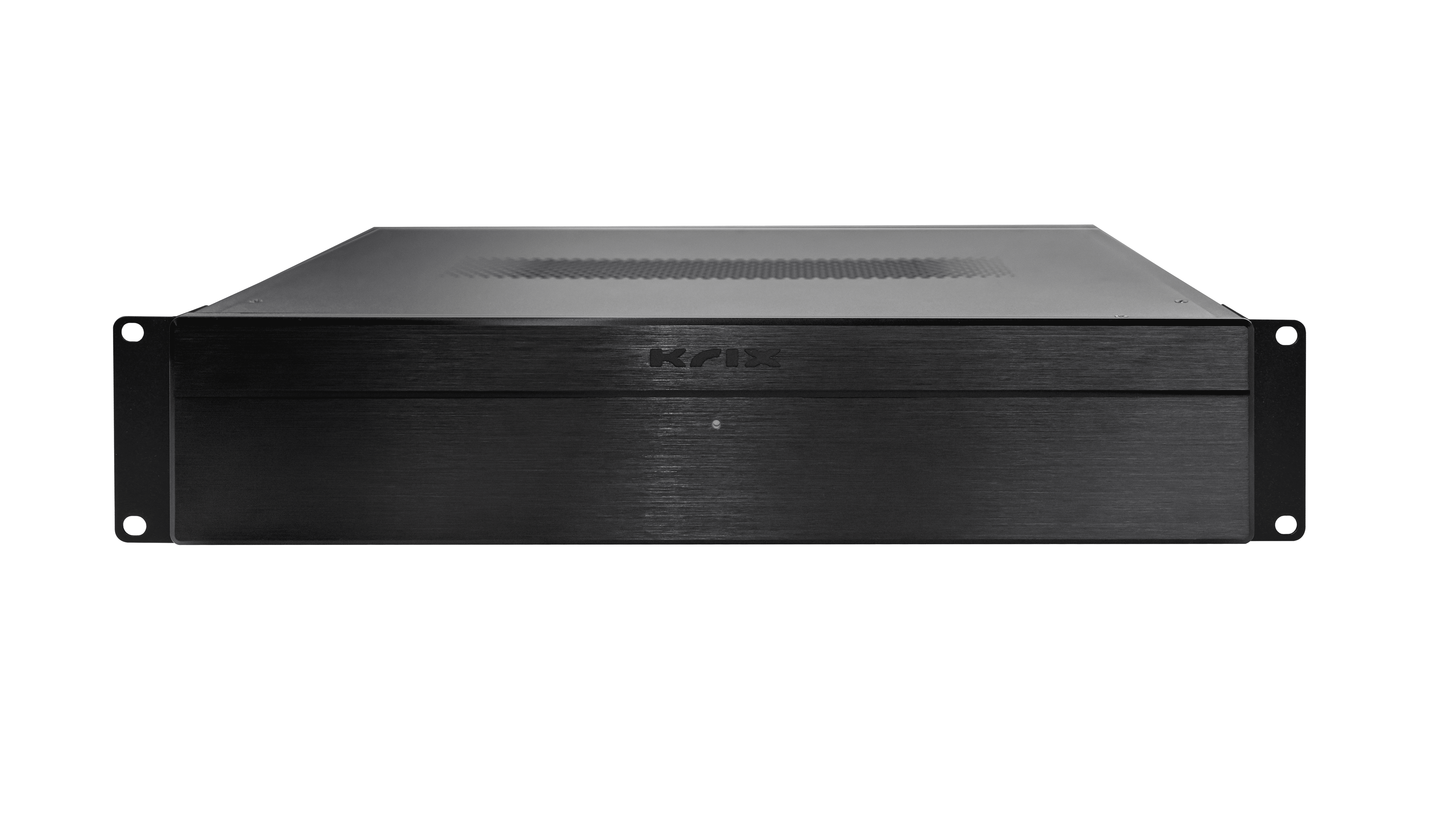 Black rackmount device with "KMAX" logo.