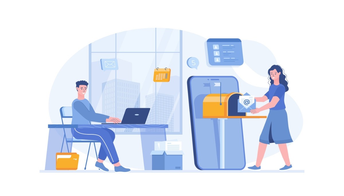 Illustration of two people adjusting interlocking gears within a circular arrow loop, surrounded by charts and checklists.