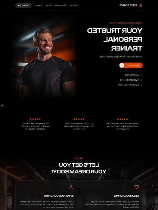 Empower — personal trainer website template with modern fitness website design