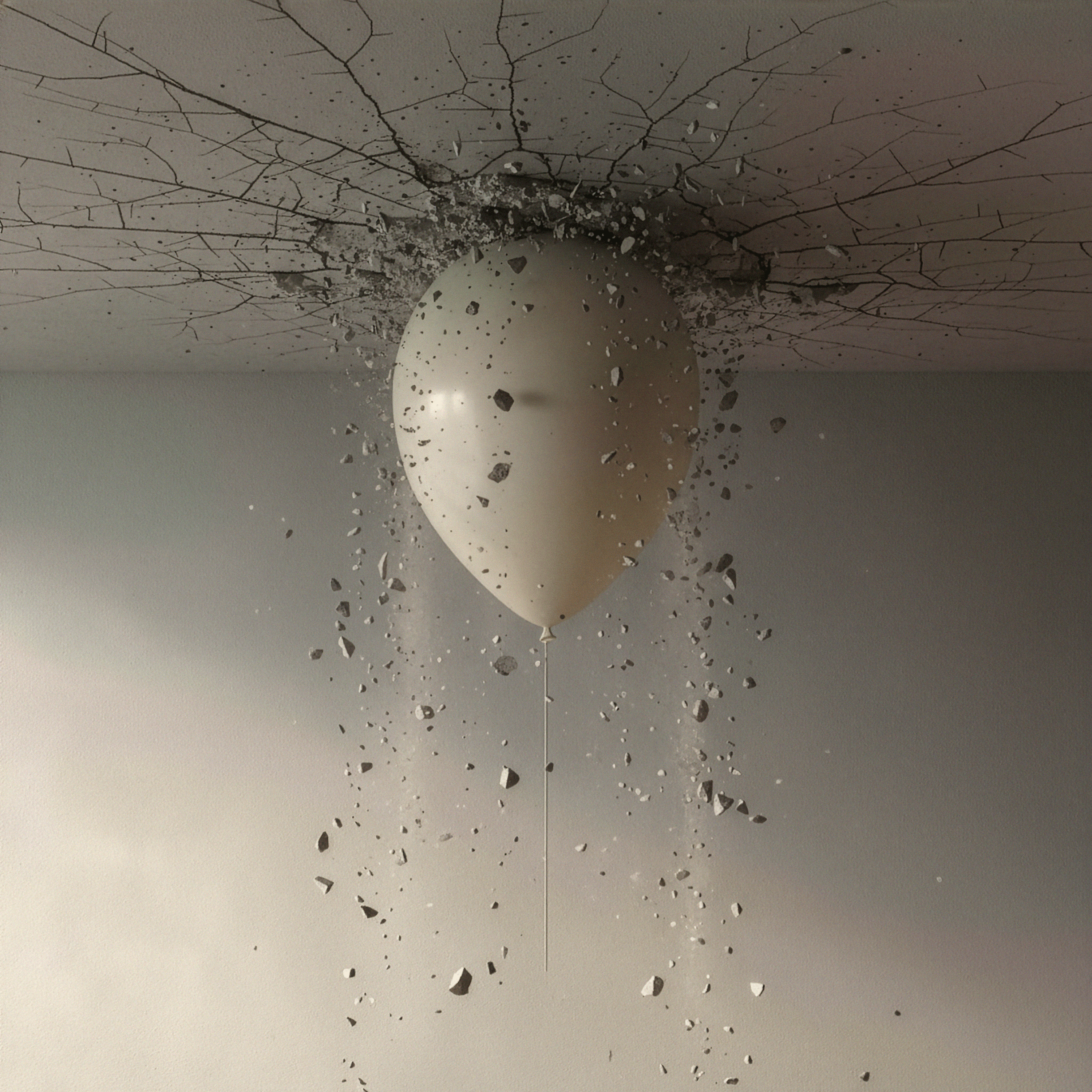 A balloon smashing a ceiling