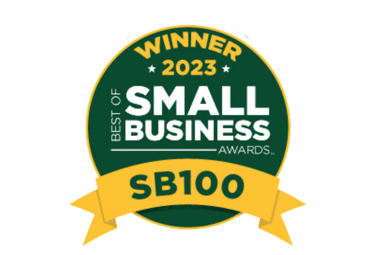 An image featuring the small business SB100 award.