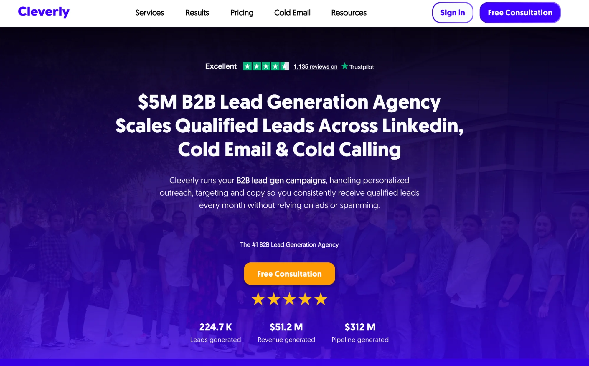 Cleverly homepage: LinkedIn lead generation agency