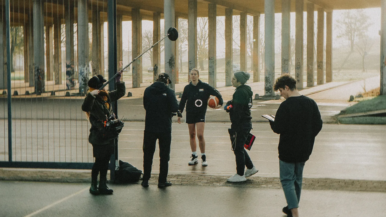 a behind the scenes shot of reilin during a prodcution