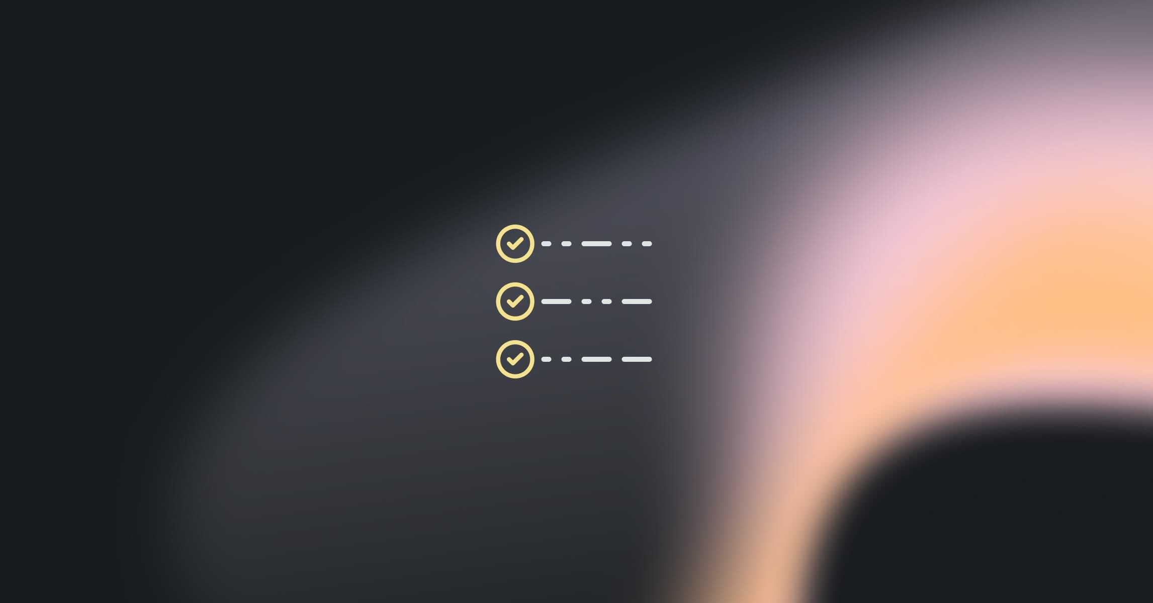 A illustration of a checkbox list on a black and orange gradient background