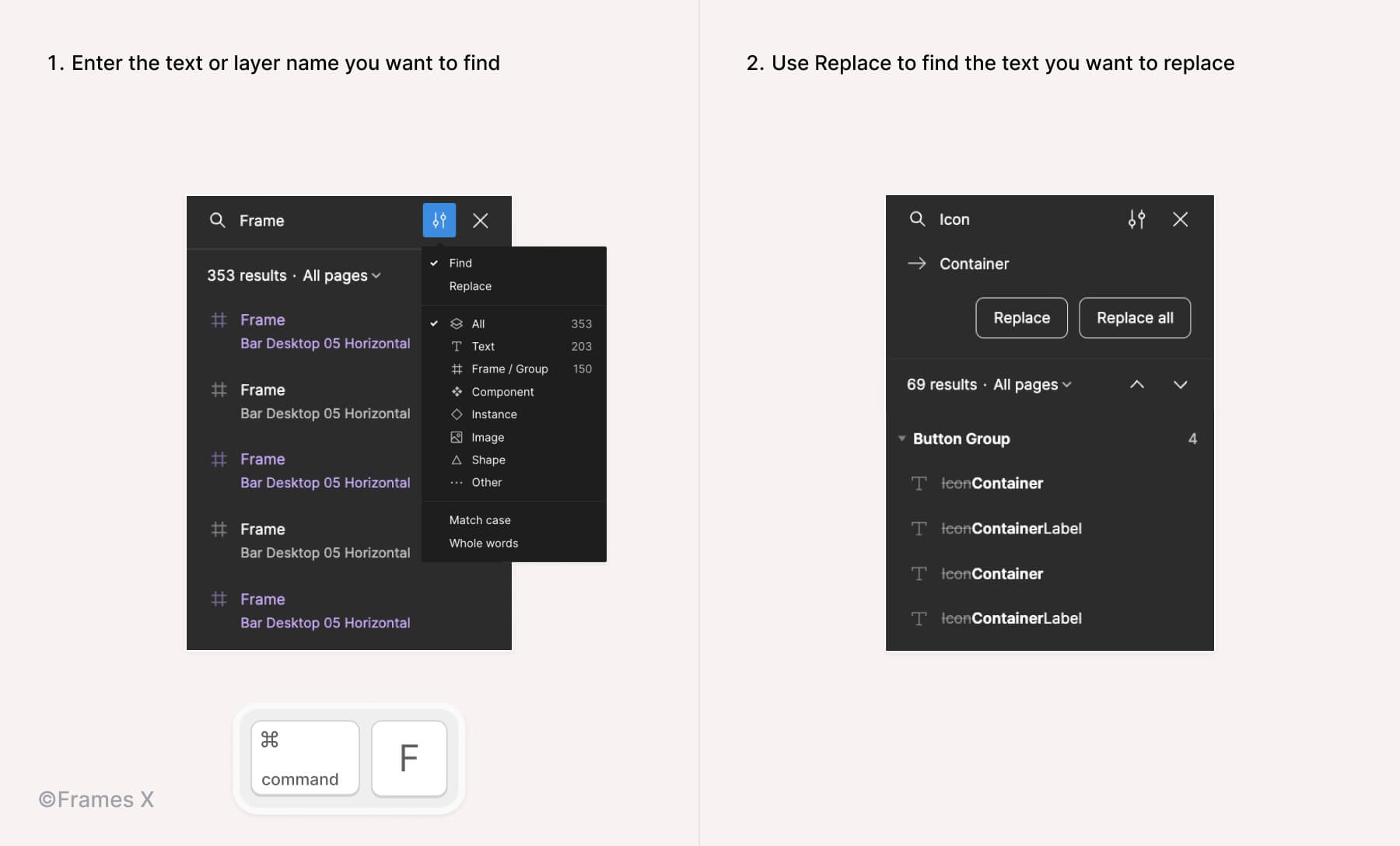 Find and replace in Figma