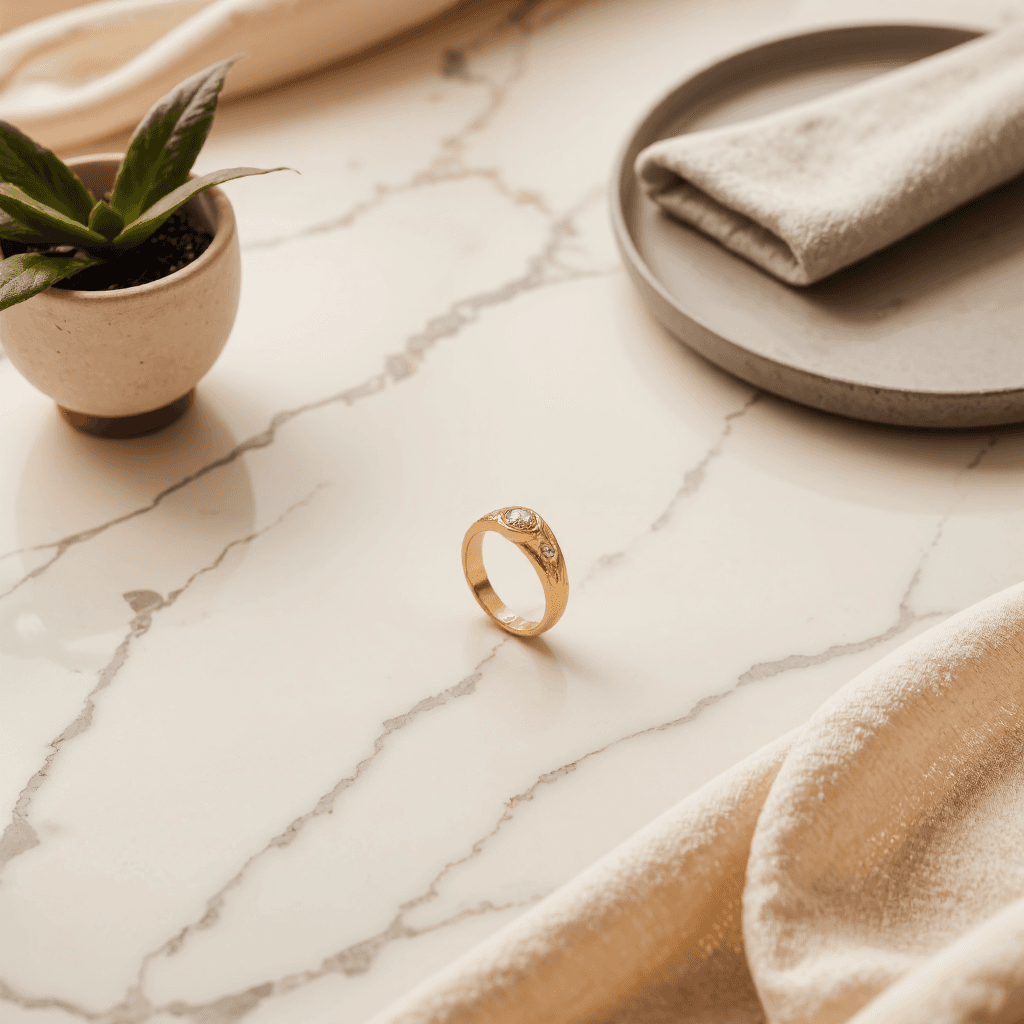 product photography of gold ring