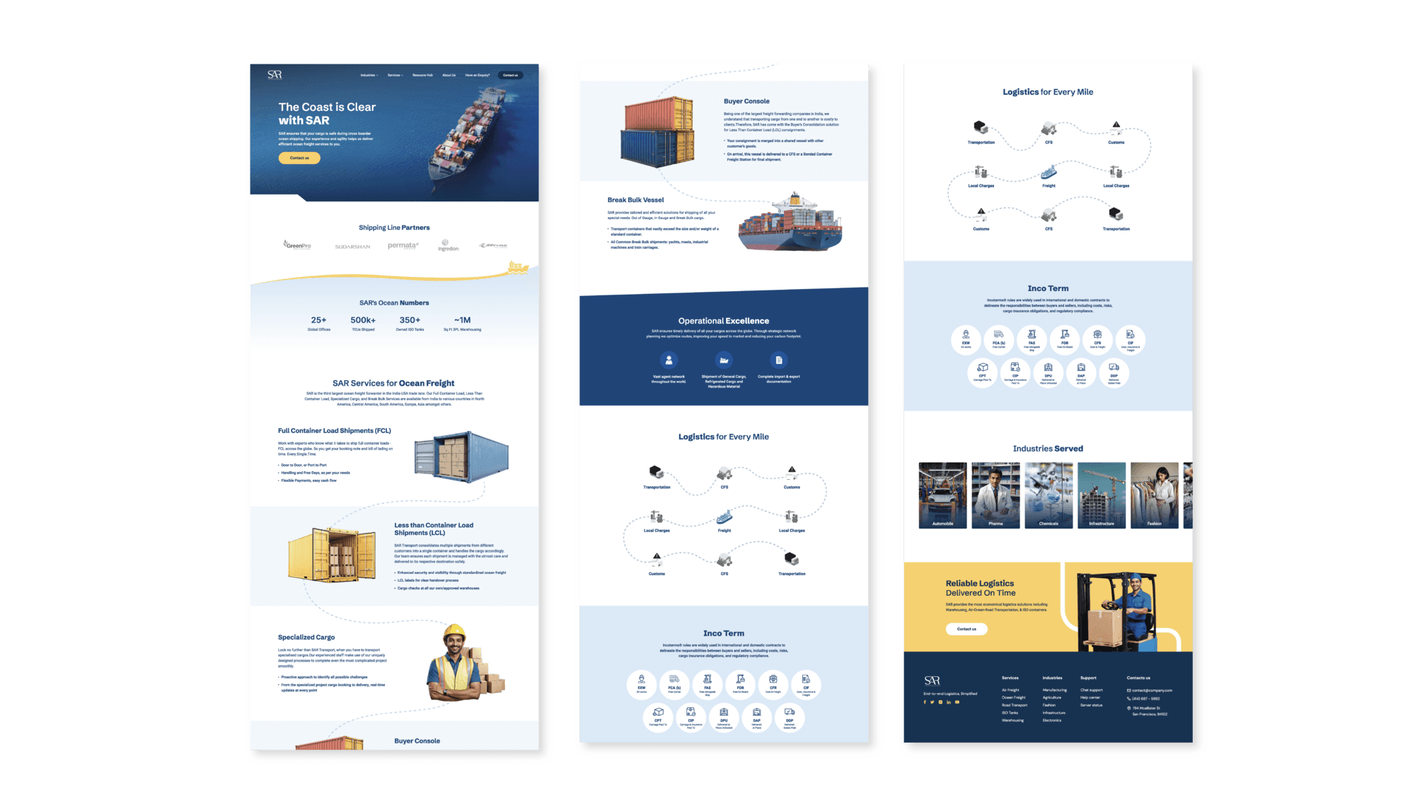 Website Scroll Experience for SAR Logistics – Page Layouts by Manasi Doshi