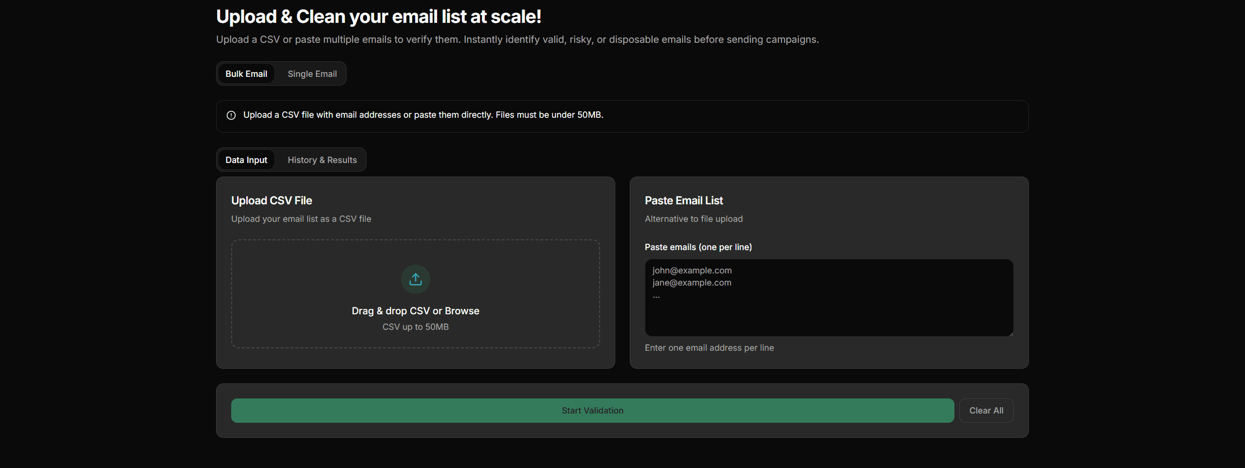 Trueverify Upload list