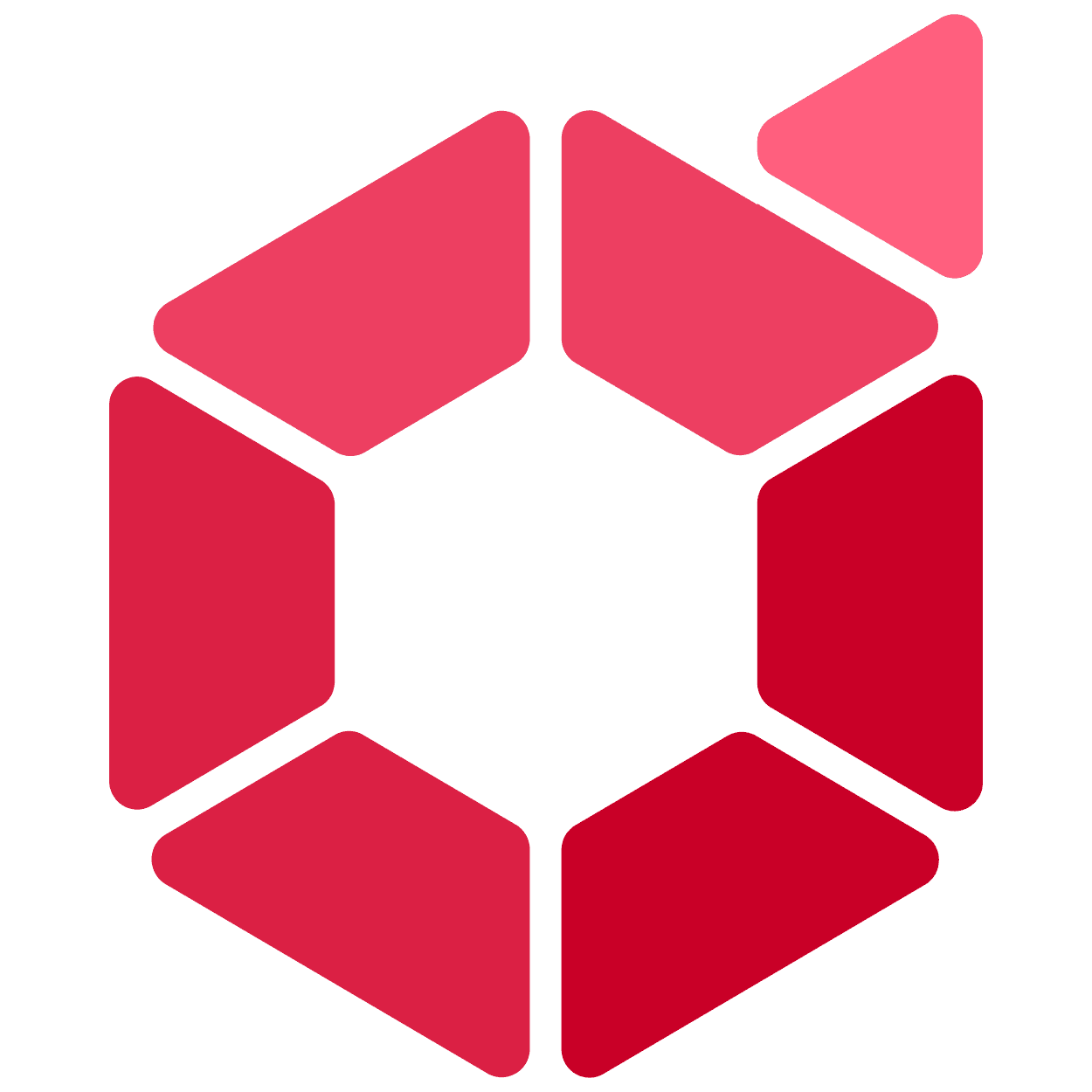 Durianpay icon consisting of six red and pink hexagonal shapes arranged in a circular pattern