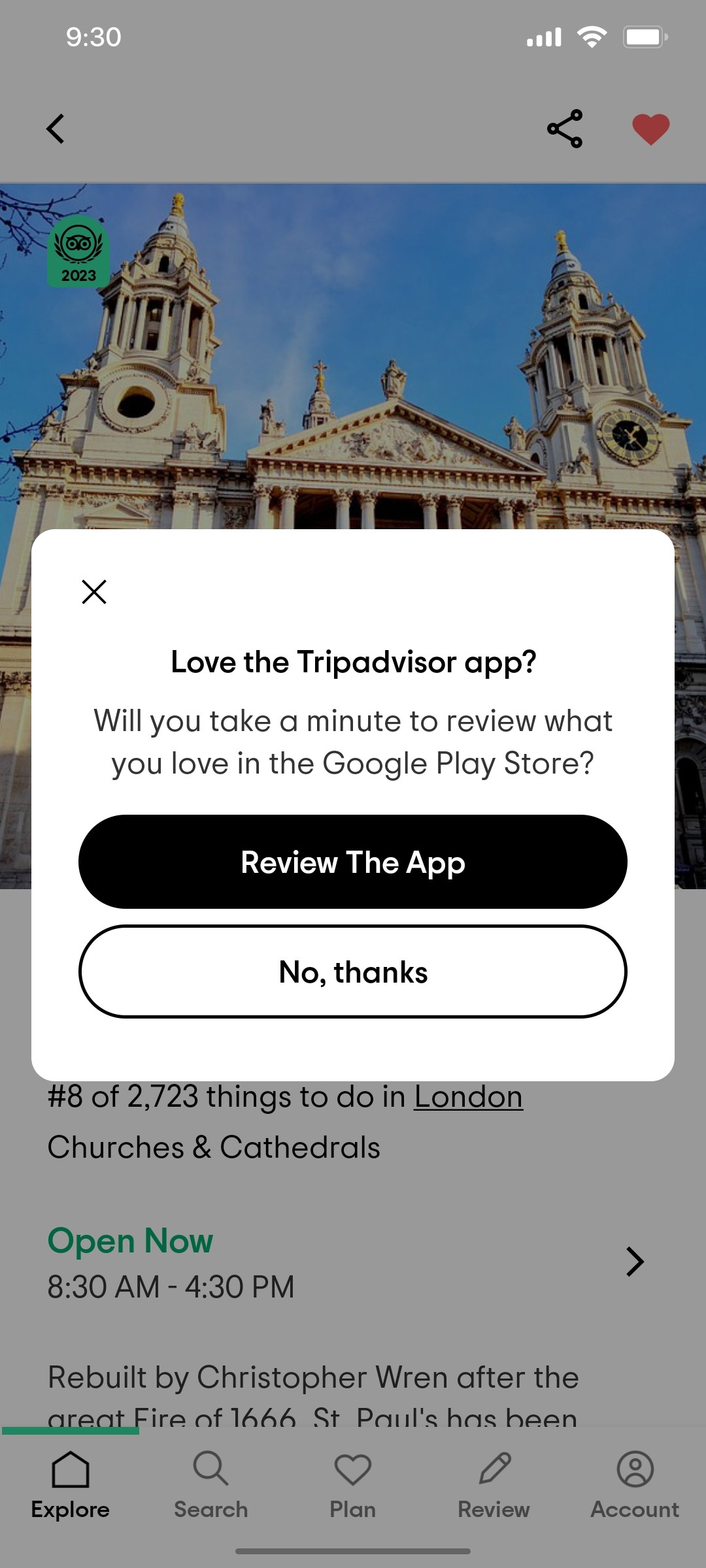 Tripadvisor Review The app Page Screen
