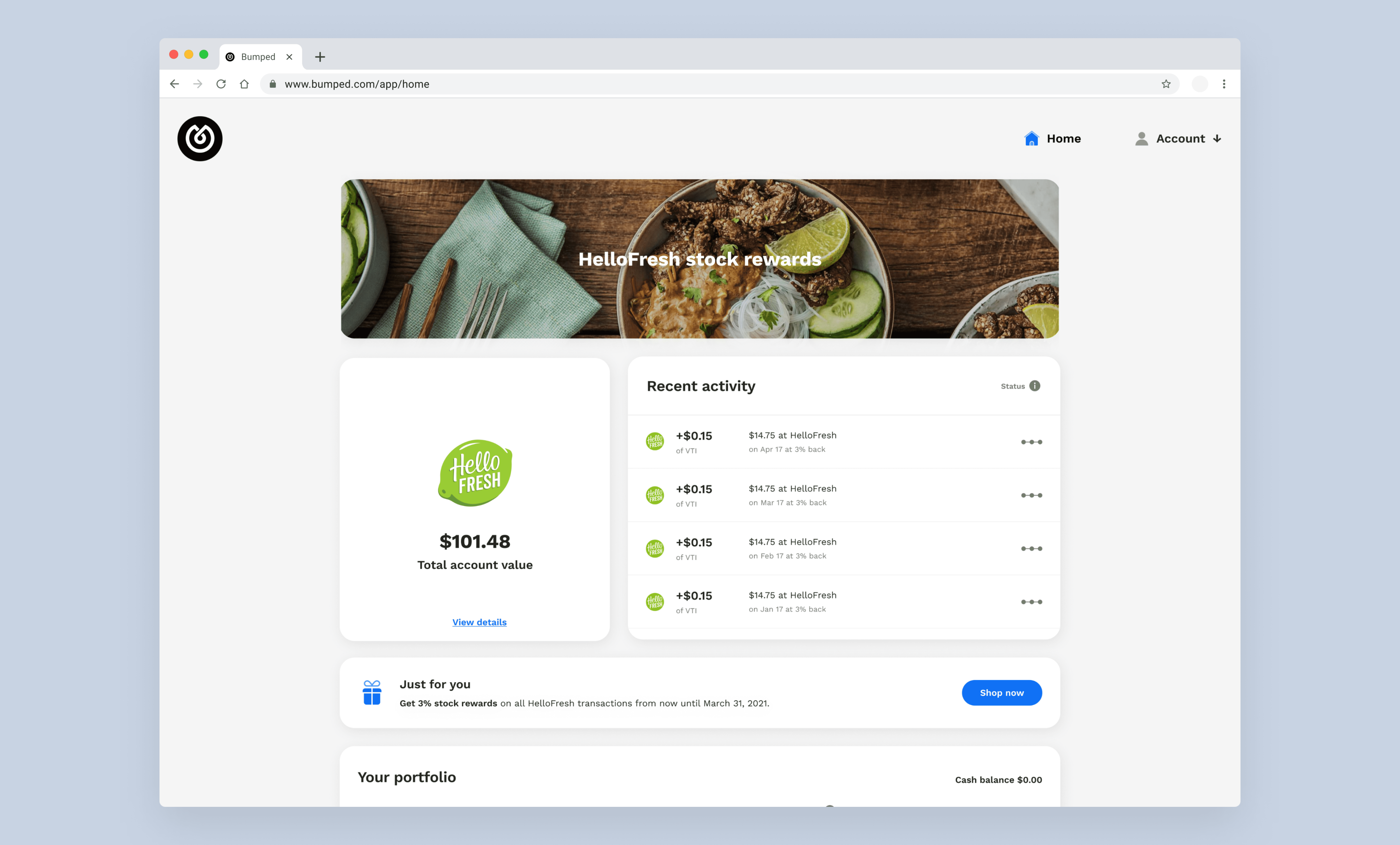 Bumped web app HelloFresh